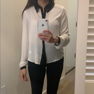 White button down with lace collars